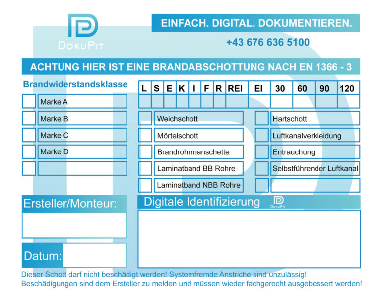 Kennzeichnungsschild am Beispiel von DokuPit (Logo Hintergrund)